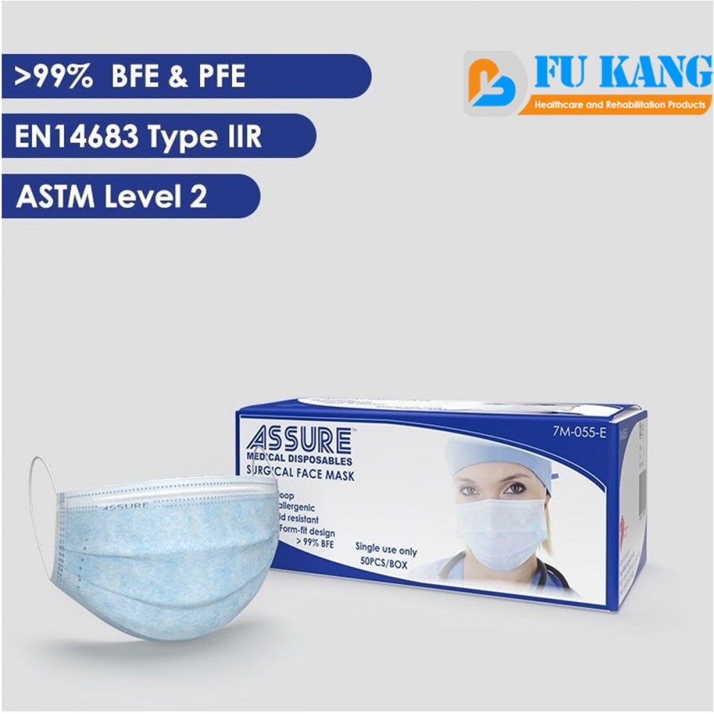 ASSURE Surgical Face Mask 3-ply With Earloop > ASTM Level 2 And EN14683 ...