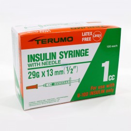 Terumo Insulin Syringes with Needle U100, 1ml 29G x 1/2", 100 Pc/Box