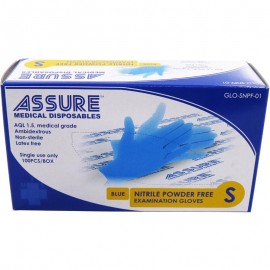 ASSURE Disposable Nitrile Powdered Free Gloves Blue (100PC/BOX)