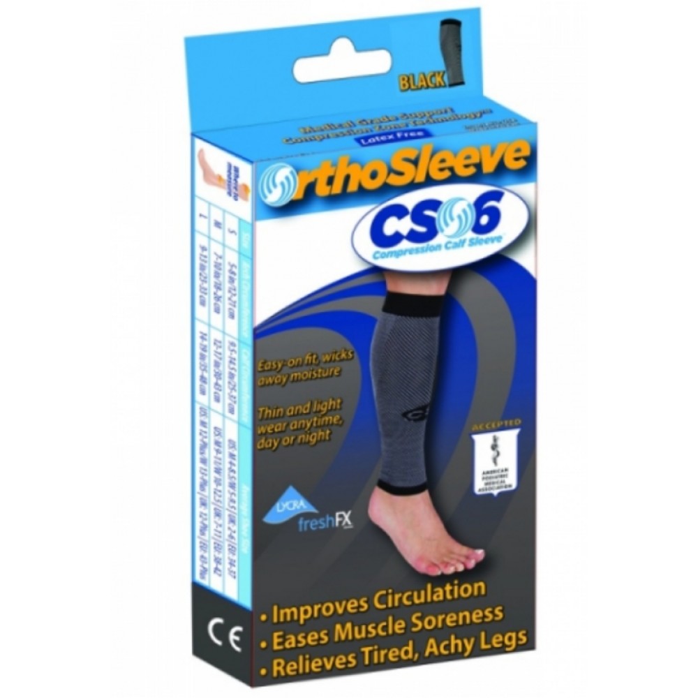  OrthoSleeve CS6 Compression Calf Sleeve, White, Small